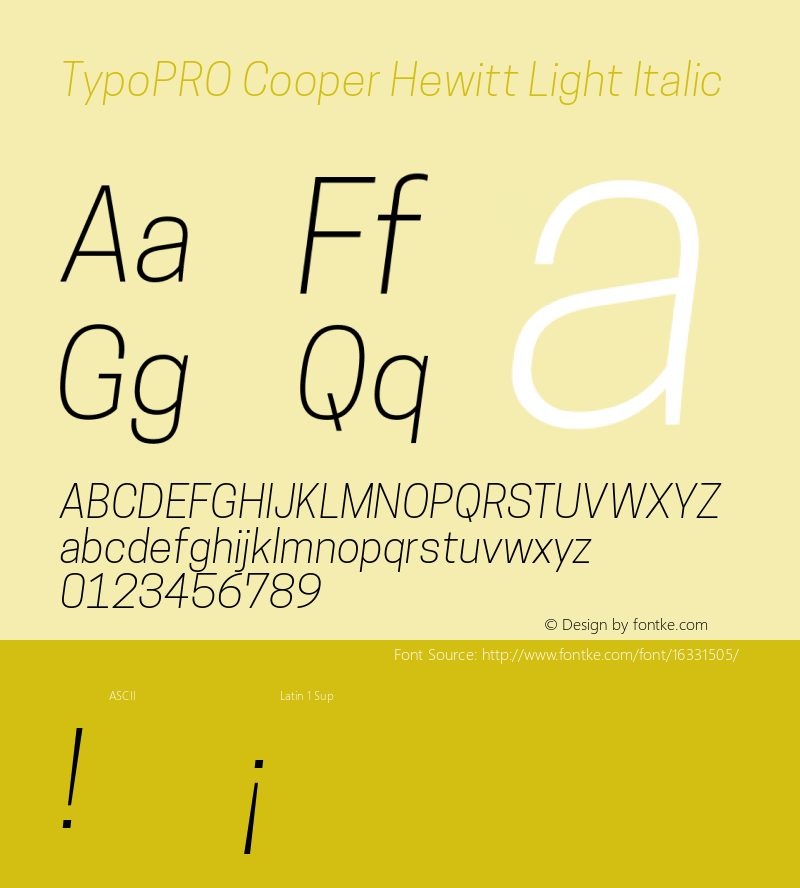 TypoPRO Cooper Hewitt Light Italic 1.000图片样张