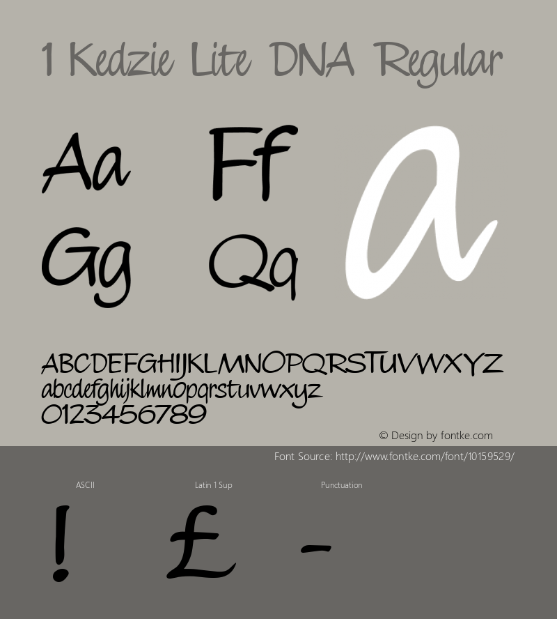 1 Kedzie Lite DNA Regular Macromedia Fontographer 4.1 7/13/99图片样张