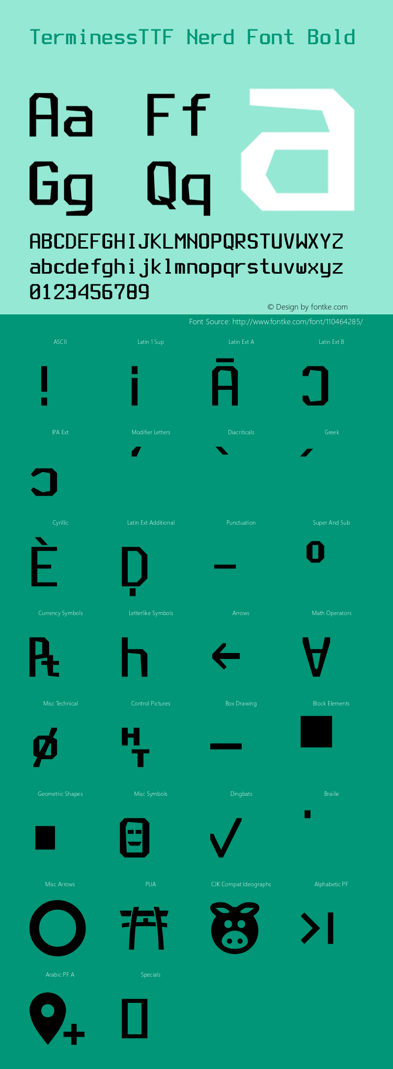 Terminess (TTF) Bold Nerd Font Complete Version 4.40.1;Nerd Fonts 2.图片样张