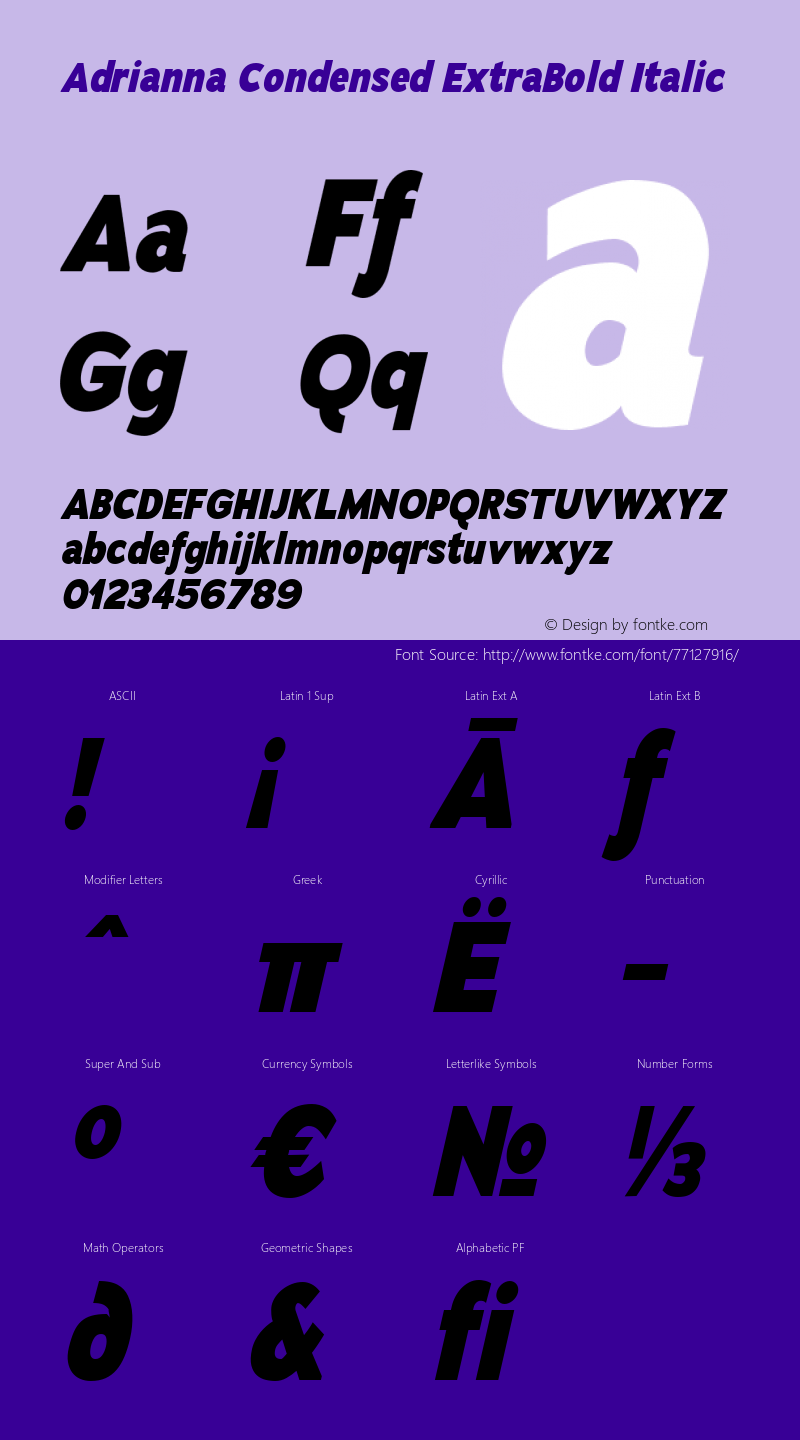 Adrianna Condensed Xb Italic Version 2.000图片样张