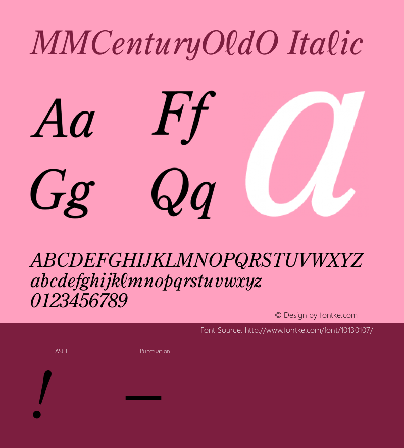 MMCenturyOldO Italic Version 2.4.0图片样张