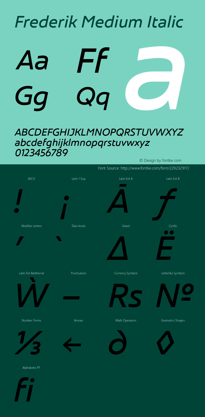 Frederik Medium Italic Version 001.000 February 2019图片样张