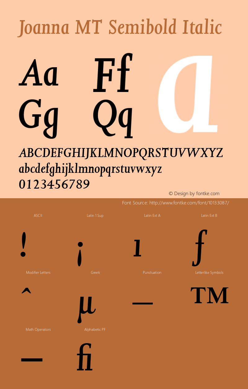 Joanna MT Semibold Italic 001.000图片样张