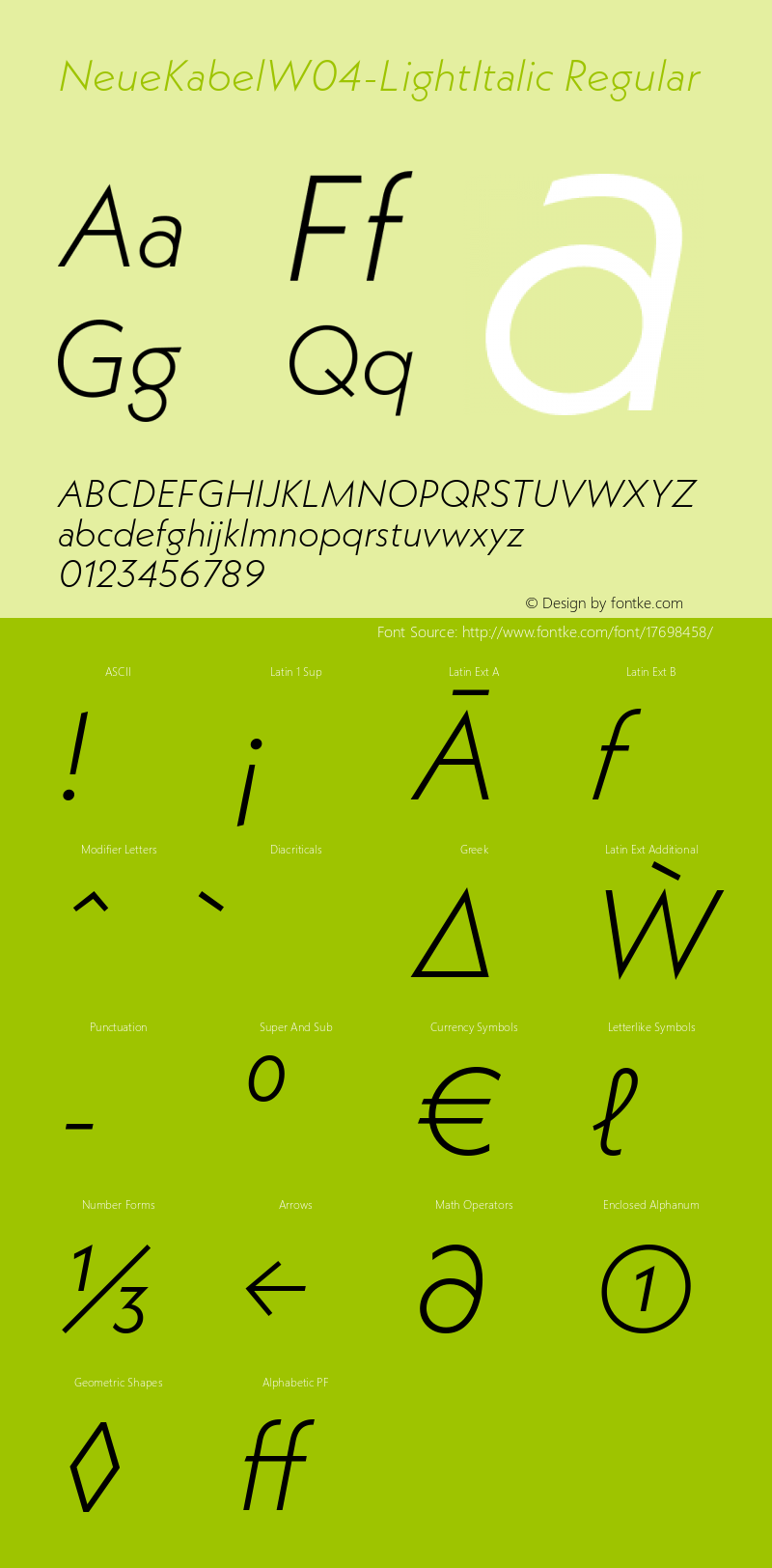 NeueKabelW04-LightItalic Regular Version 1.00图片样张