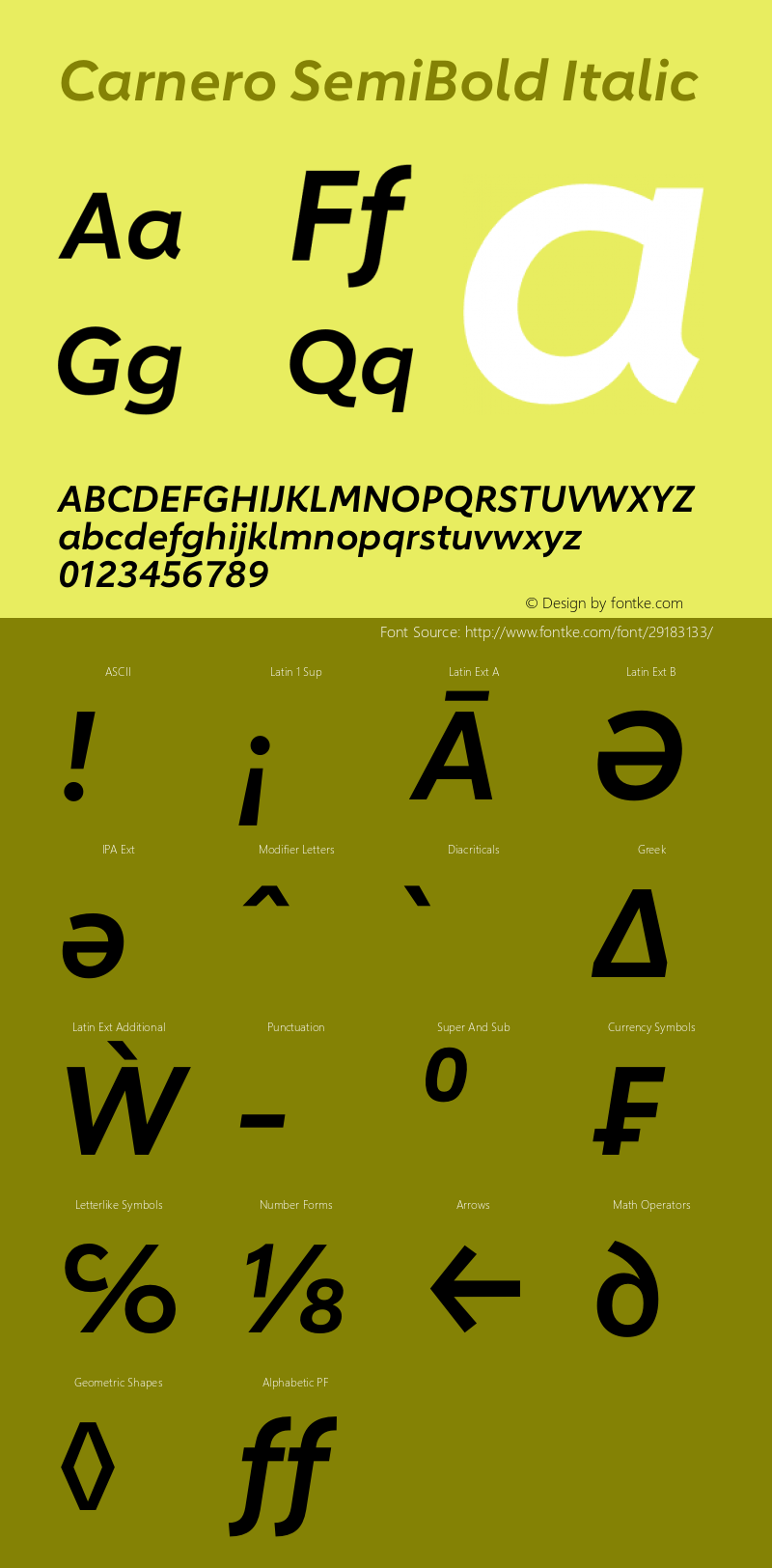 Carnero SemiBold Italic Version 1.10图片样张