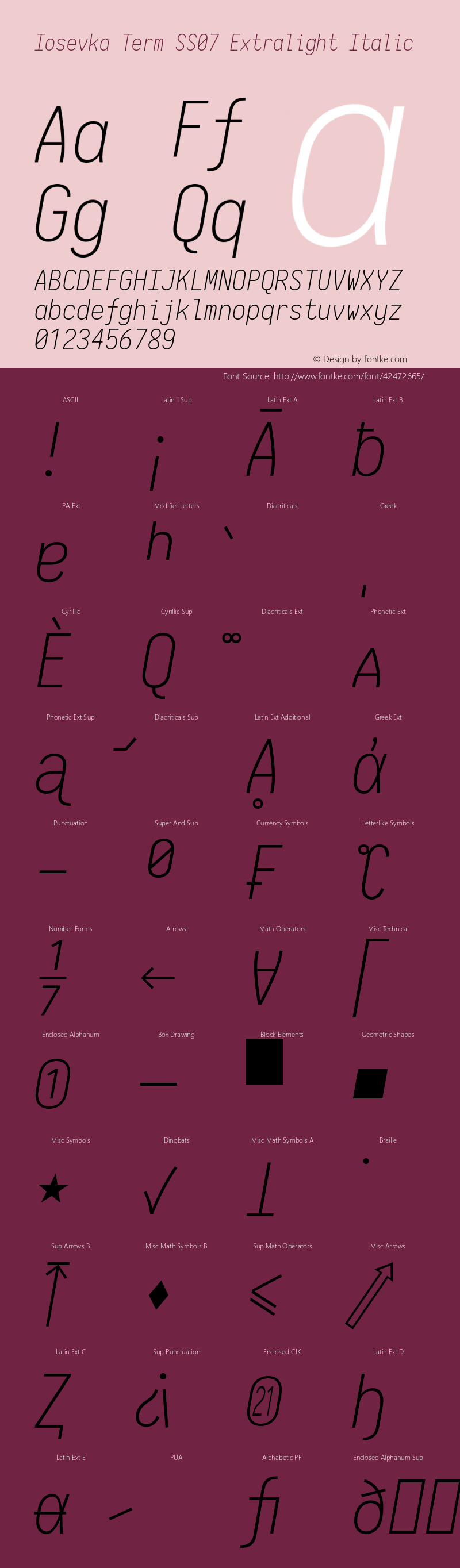 Iosevka Term SS07 Extralight Italic 2.3.2; ttfautohint (v1.8.3)图片样张