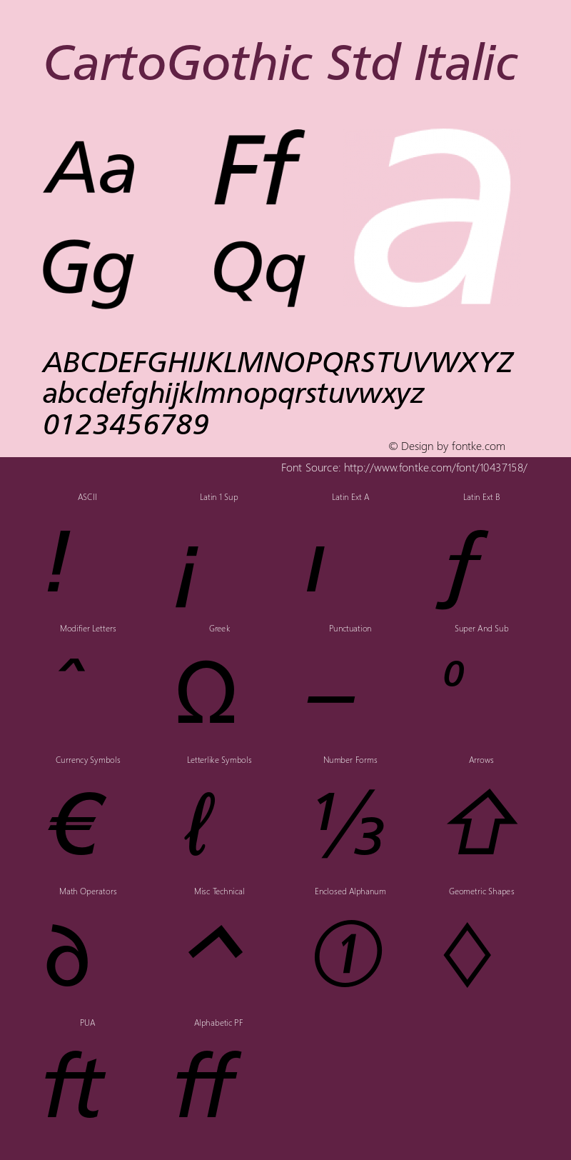 CartoGothic Std Italic Version 1.062图片样张