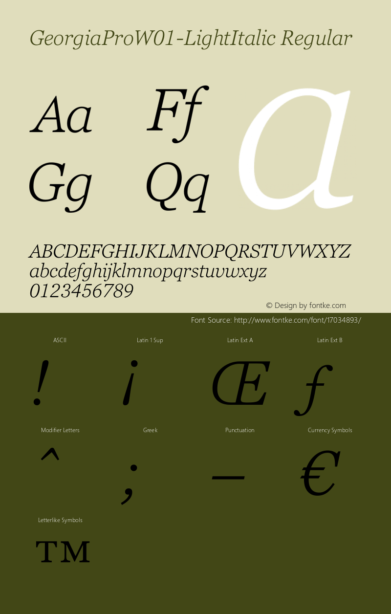 GeorgiaProW01-LightItalic Regular Version 1.00图片样张