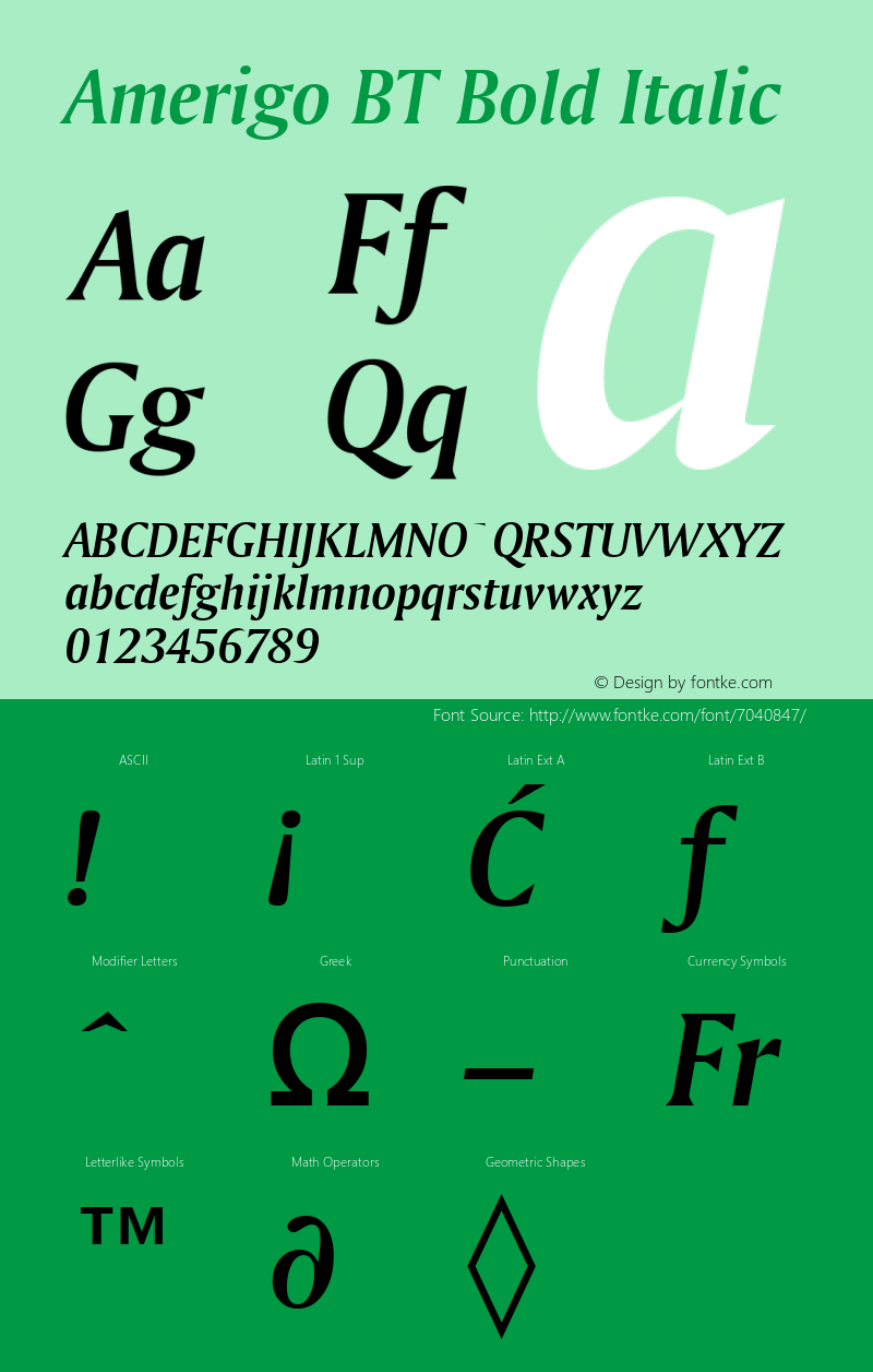 Amerigo BT Bold Italic mfgpctt-v1.53 Monday, February 1, 1993 12:13:20 pm (EST)图片样张