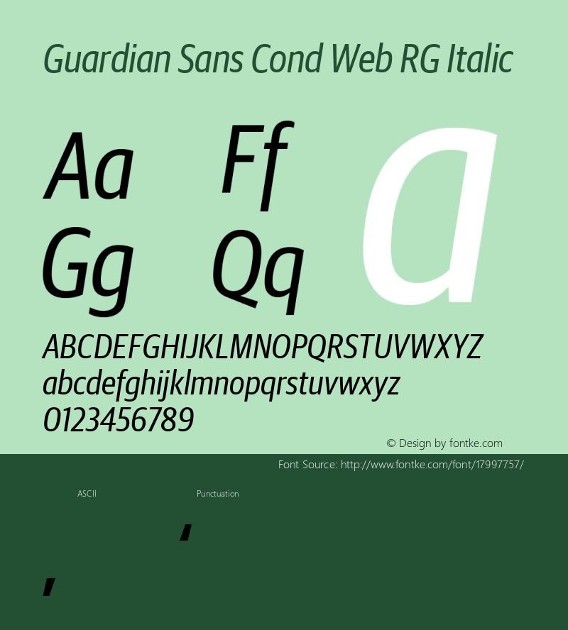 Guardian Sans Cond Web RG Italic Version 1.1 2012图片样张
