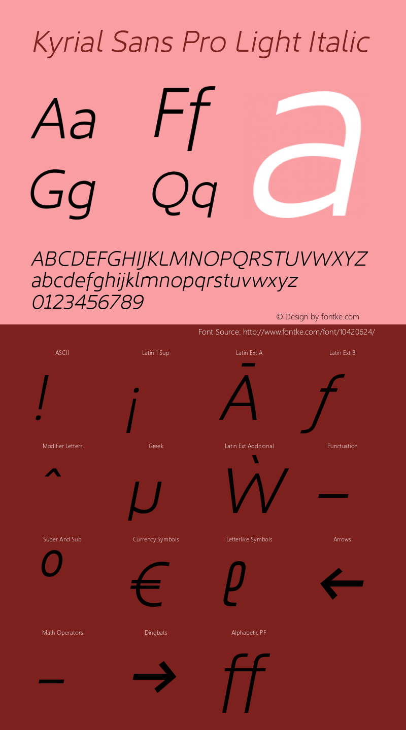 Kyrial Sans Pro Light Italic Version 1.000图片样张