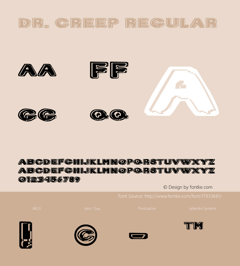 Dr. Creep Regular Macromedia Fontographer 4.1.3 8/13/97图片样张
