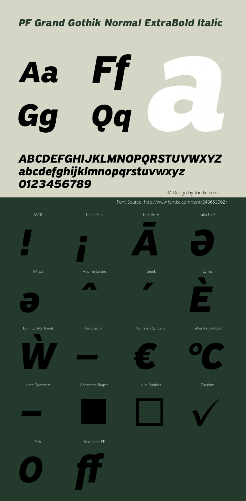 PF Grand Gothik Normal ExtraBold Italic Version 1.001 | web-otf图片样张