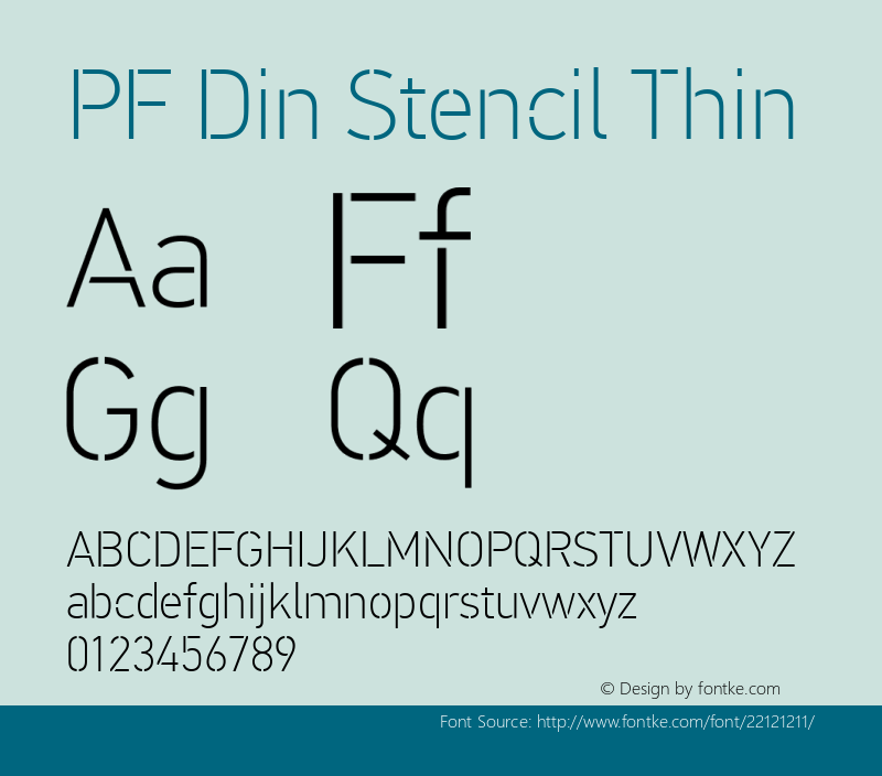 PF Din Stencil Thin Regular Version 1.000图片样张