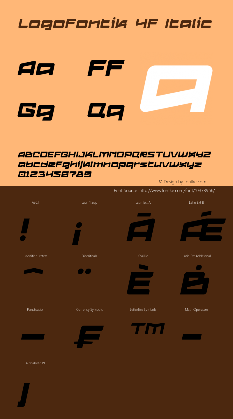Logofontik 4F Italic 1.0图片样张