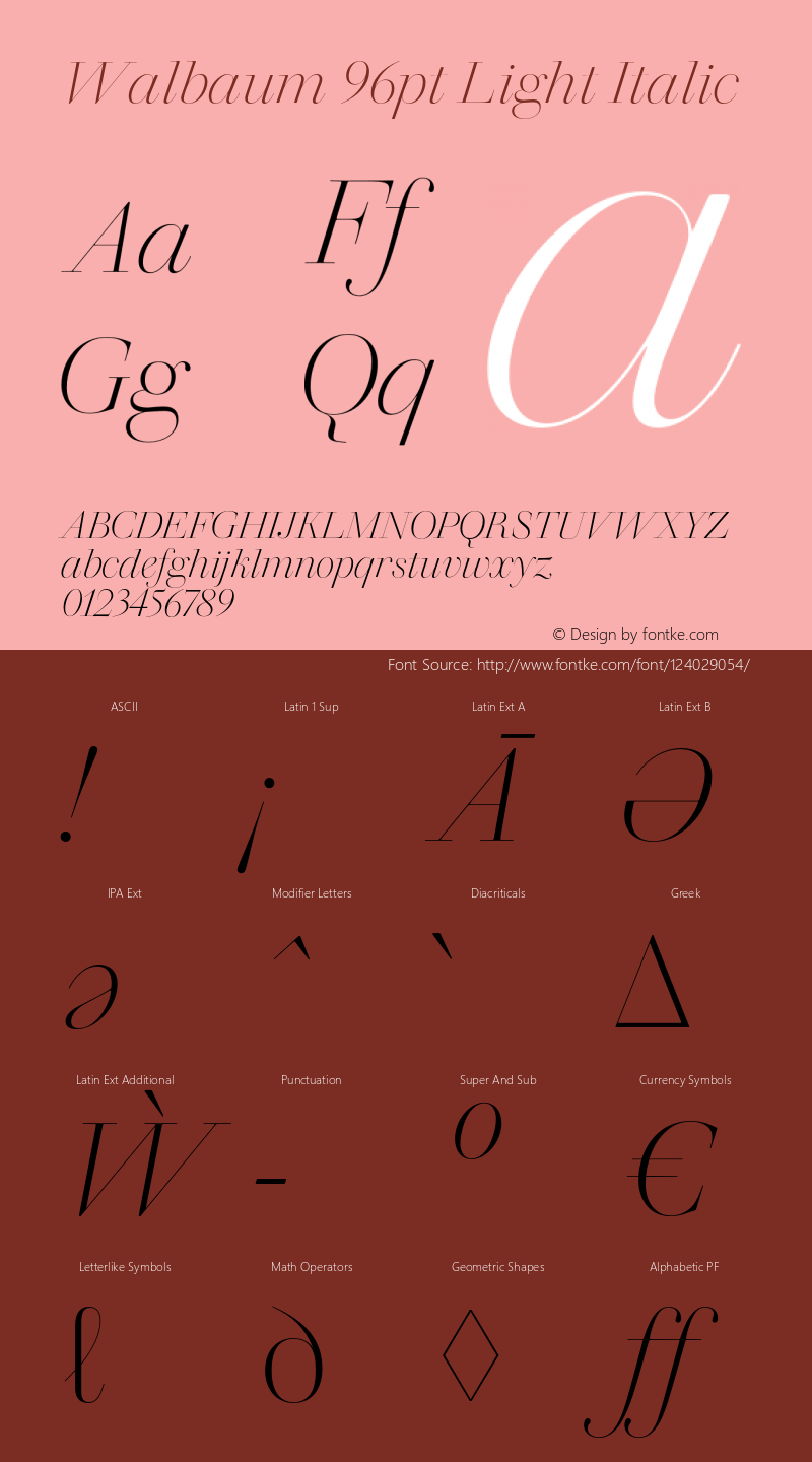 Walbaum 96pt Light Italic Version 1.01, build 5, s3图片样张