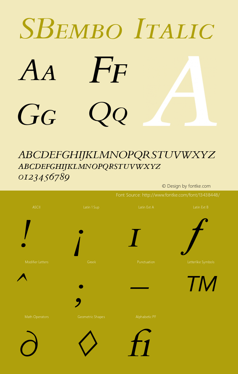 SBembo Italic Version 4.00 April 13, 2007图片样张