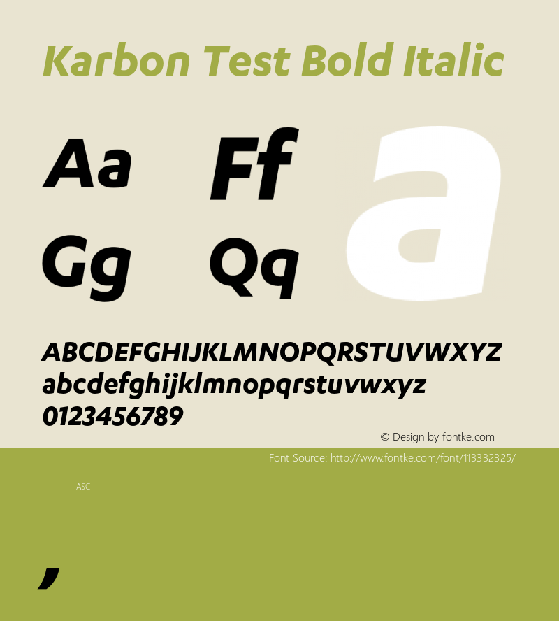 Karbon-BoldItalicTest Version 1.005;PS 001.001;hotconv 16.6.54;makeotf.lib2.5.65590;0图片样张