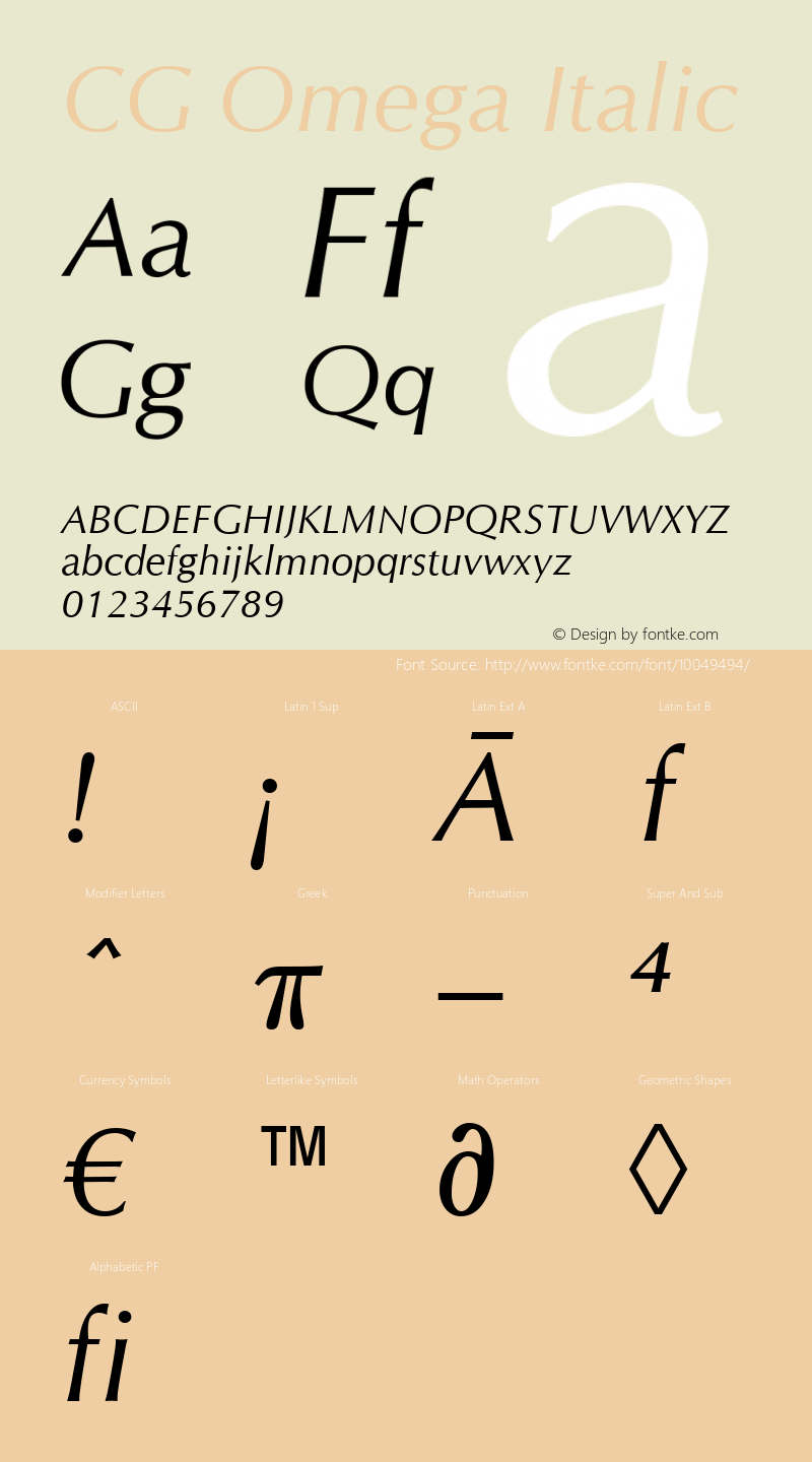 CG Omega Italic Version 1.3 (Hewlett-Packard)图片样张