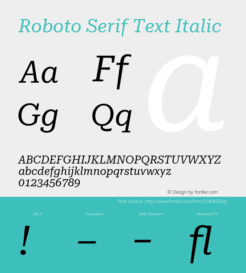 Roboto Serif Text Italic Version 1.001 2018图片样张