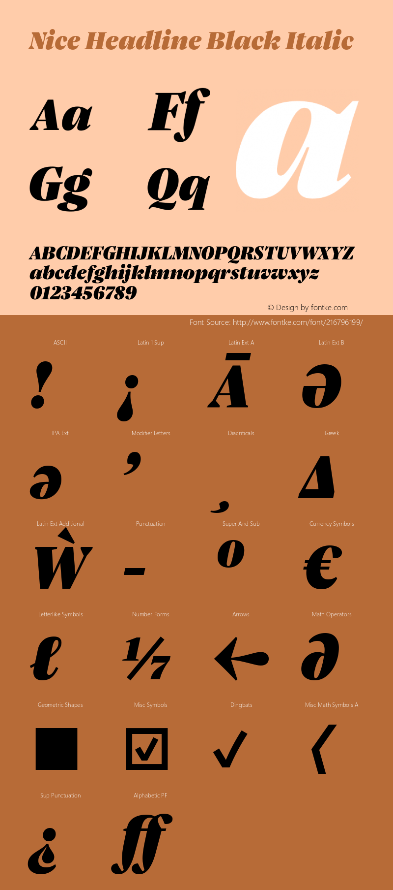 Nice Headline Black Italic Version 1.000 | web-ttf图片样张