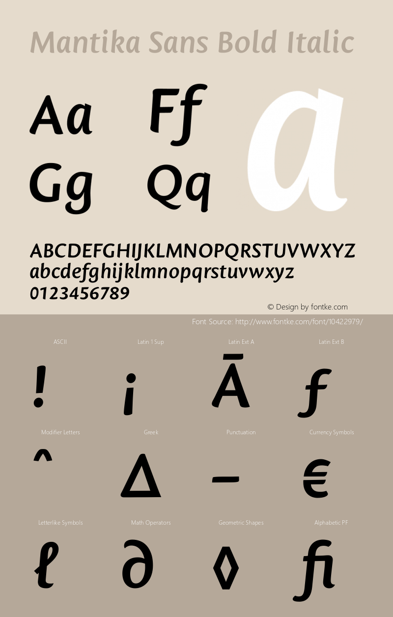 Mantika Sans Bold Italic Version 1.00图片样张