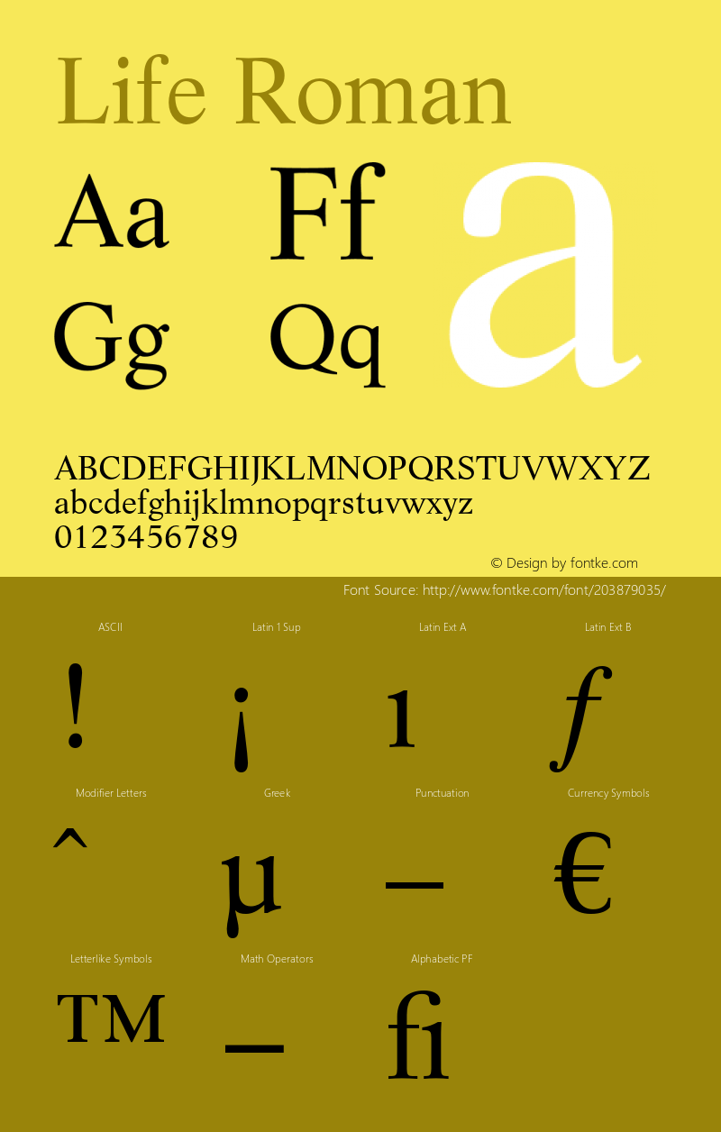 Life-Roman OTF 1.0;PS 001.001;Core 1.0.22图片样张