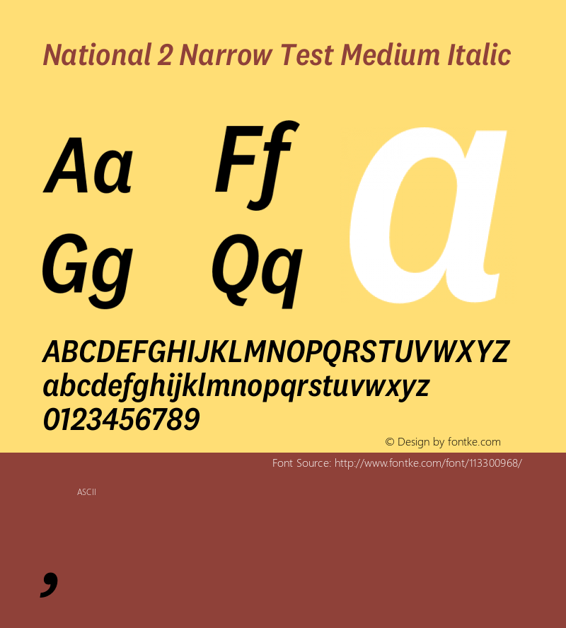 National2Narrow-MediumItalicTest Version 1.004;hotconv 1.0.116;makeotfexe 2.5.65601;0图片样张