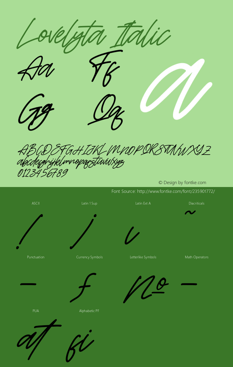 Lovelyta Italic Version 1.00;July 16, 2021;FontCreator 13.0.0.2683 64-bit图片样张