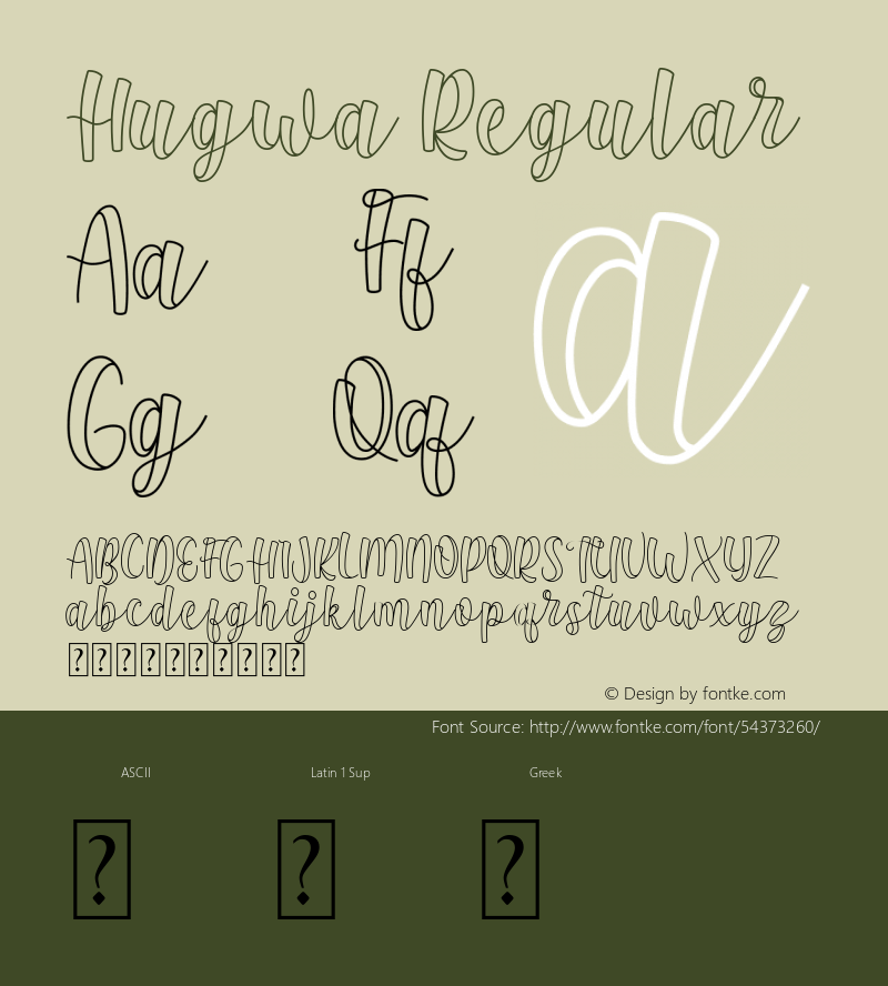Hugwa Version 1.00;November 17, 2019;FontCreator 11.5.0.2422 64-bit图片样张