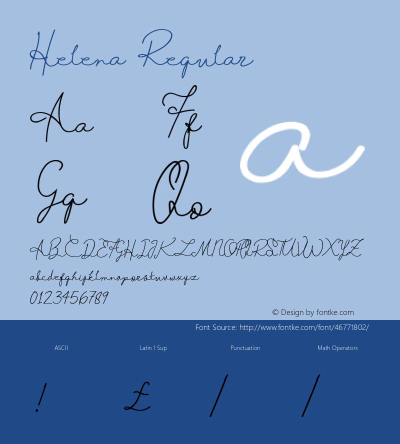 Helena Version 1.00;November 4, 2019;FontCreator 12.0.0.2547 64-bit图片样张