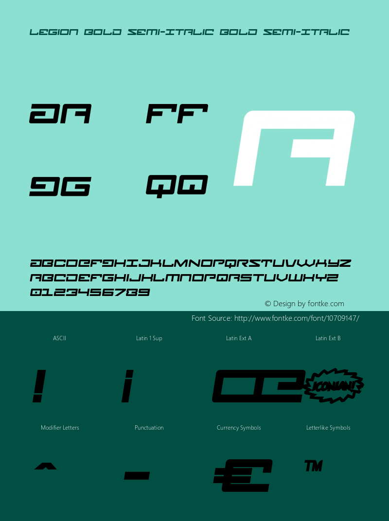 Legion Bold Semi-Italic Bold Semi-Italic Version 4.0; 2015图片样张