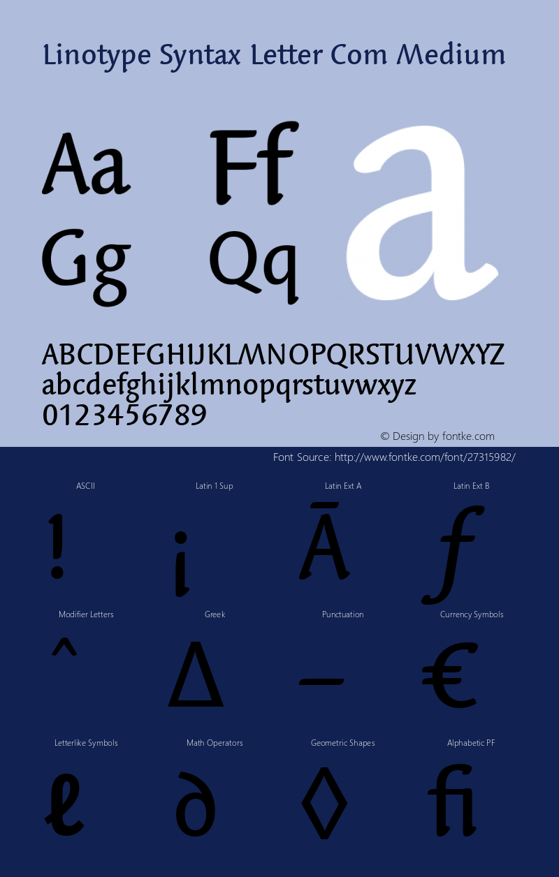 Linotype Syntax Letter Com Medium Version 1.01图片样张