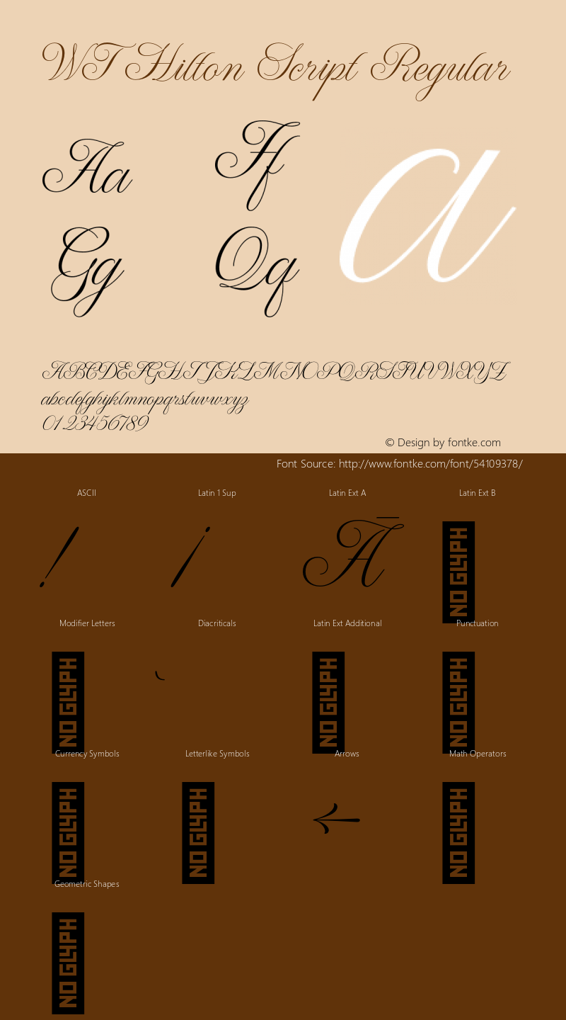 WT Hilton Script Regular Version 1.000;hotconv 1.0.109;makeotfexe 2.5.65596图片样张