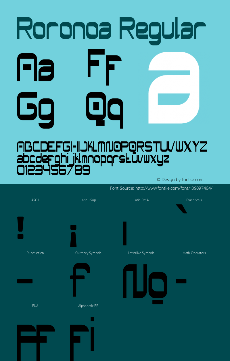 Roronoa Version 1.00;August 1, 2021;FontCreator 13.0.0.2683 32-bit图片样张