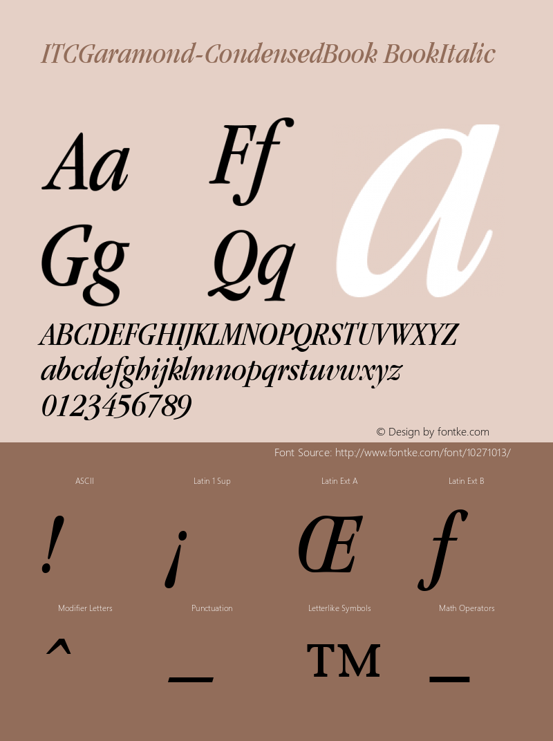 ITCGaramond-CondensedBook BookItalic Version 1.00图片样张