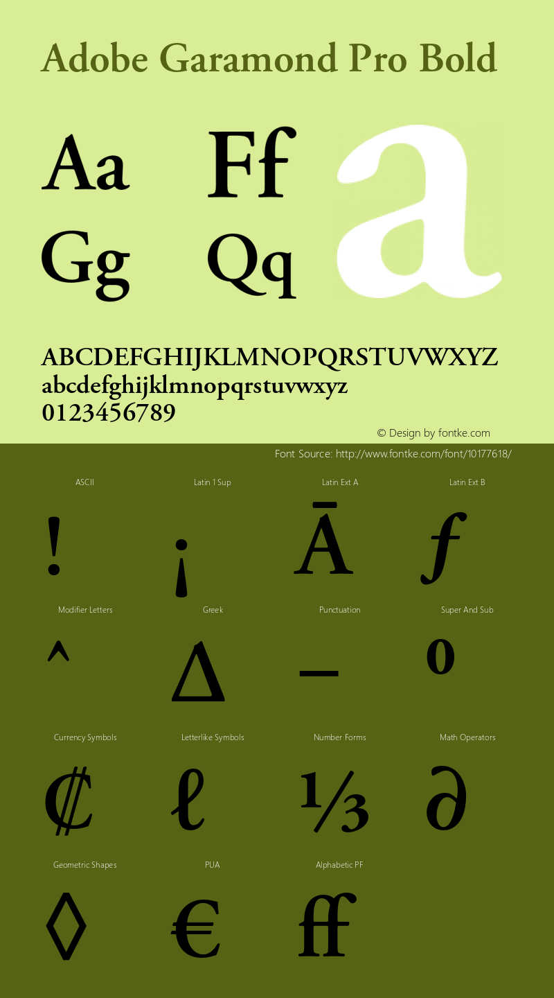 Adobe Garamond Pro Bold OTF 1.007;PS 001.000;Core 1.0.30;makeotf.lib1.4.1030图片样张