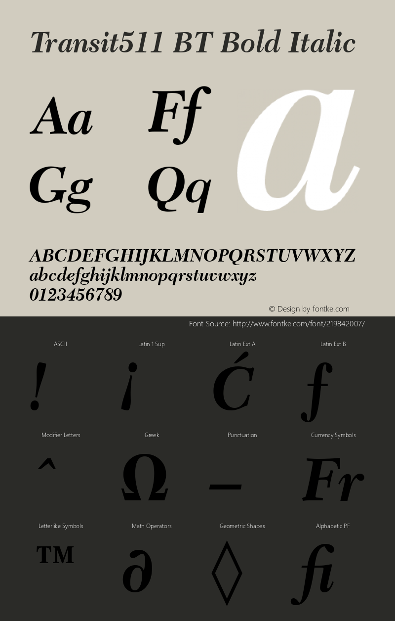 Transit511 BT Bold Italic Version 1.01 emb4-OT图片样张