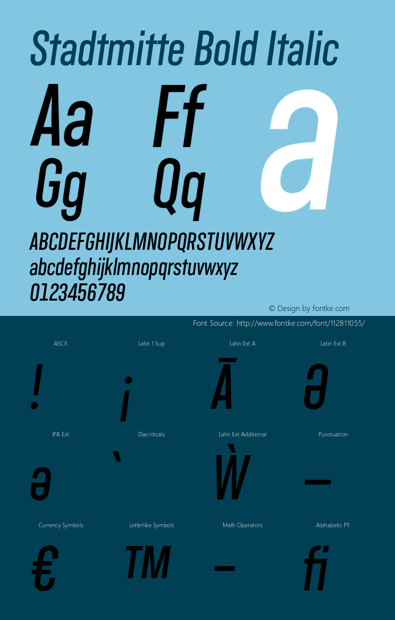 Stadtmitte Bold Italic Version 1.000;hotconv 1.0.109;makeotfexe 2.5.65596图片样张