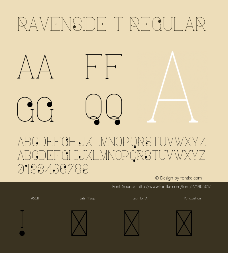 Ravenside-TRegular Version 1.002;Fontself Maker 3.0.0-3图片样张