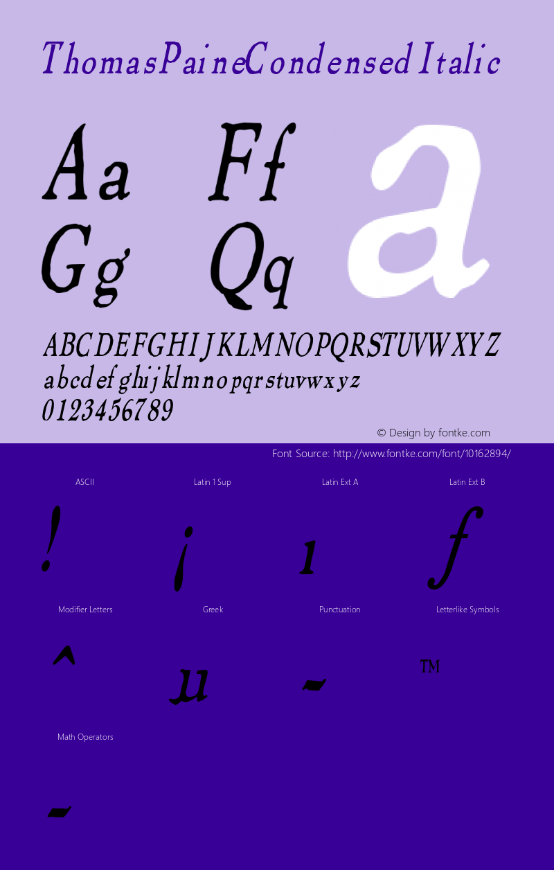 ThomasPaineCondensed Italic Rev. 003.000图片样张