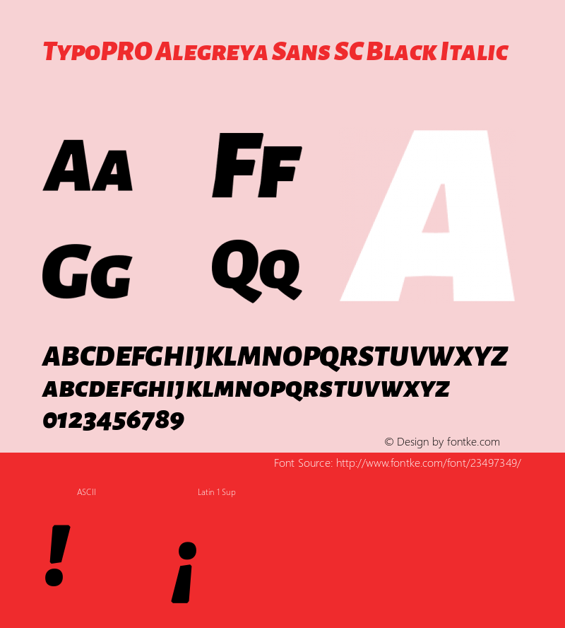 TypoPRO Alegreya Sans SC Black Italic Version 1.001;PS 001.001;hotconv 1.0.70;makeotf.lib2.5.58329 DEVELOPMENT; ttfautohint (v0.97) -l 8 -r 50 -G 200 -x 17 -f dflt -w G -W图片样张