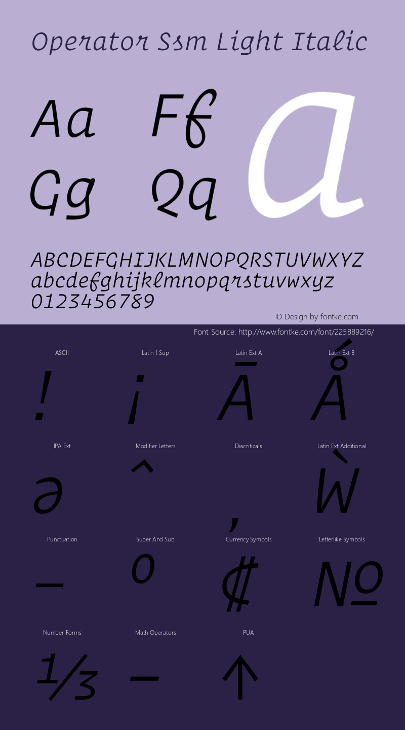 Operator Ssm Light Italic Version 1.300 Pro图片样张