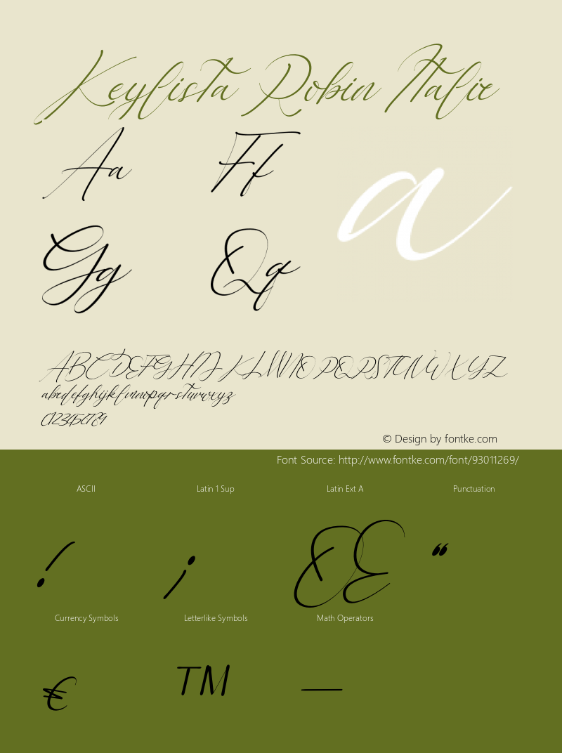 Keylista Robin Italic Version 1.00;December 27, 2020;FontCreator 13.0.0.2683 64-bit图片样张