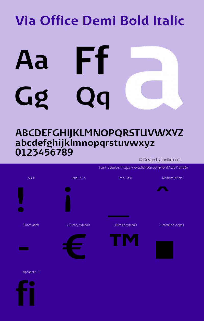 Via Office Demi Bold Italic Version 1.600;PS 001.001;Core 1.0.38图片样张