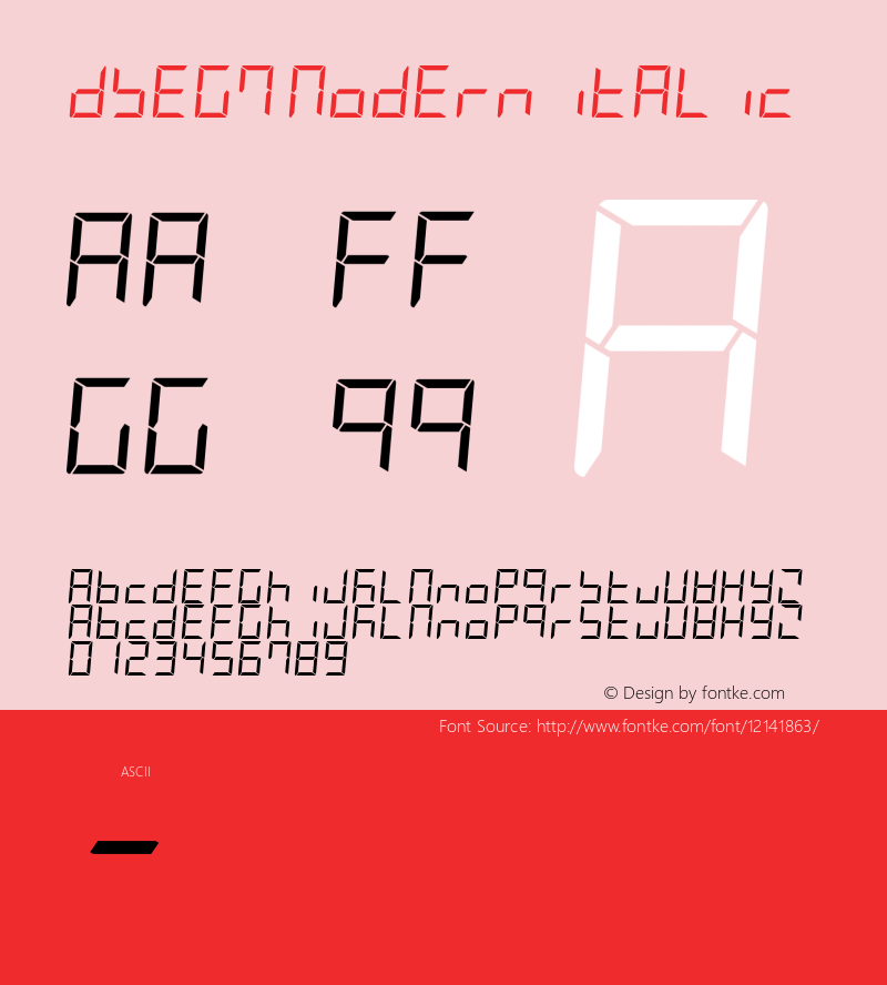 DSEG7 Modern Italic Version 0.2图片样张