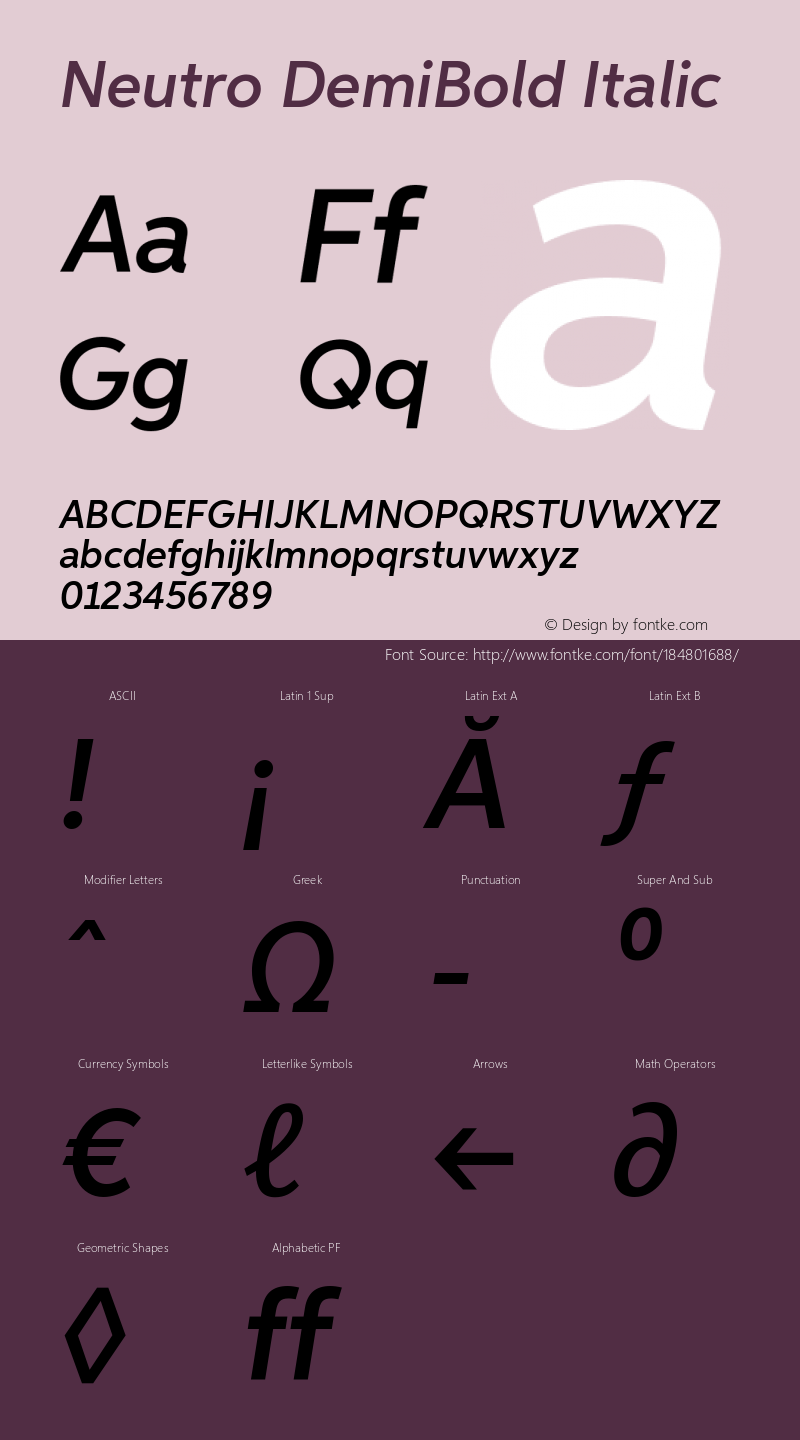 Neutro-DemiBoldItalic Version 1.05          UltraPrecision Font图片样张