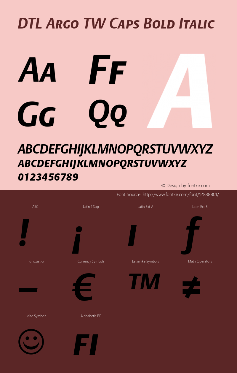 DTL Argo TW Caps Bold Italic Version 001.000图片样张