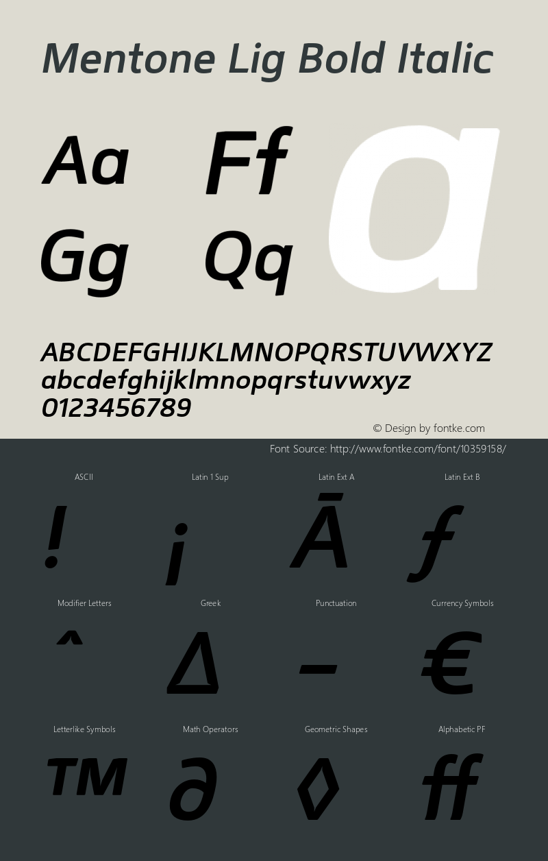 Mentone Lig Bold Italic Version 2.005图片样张