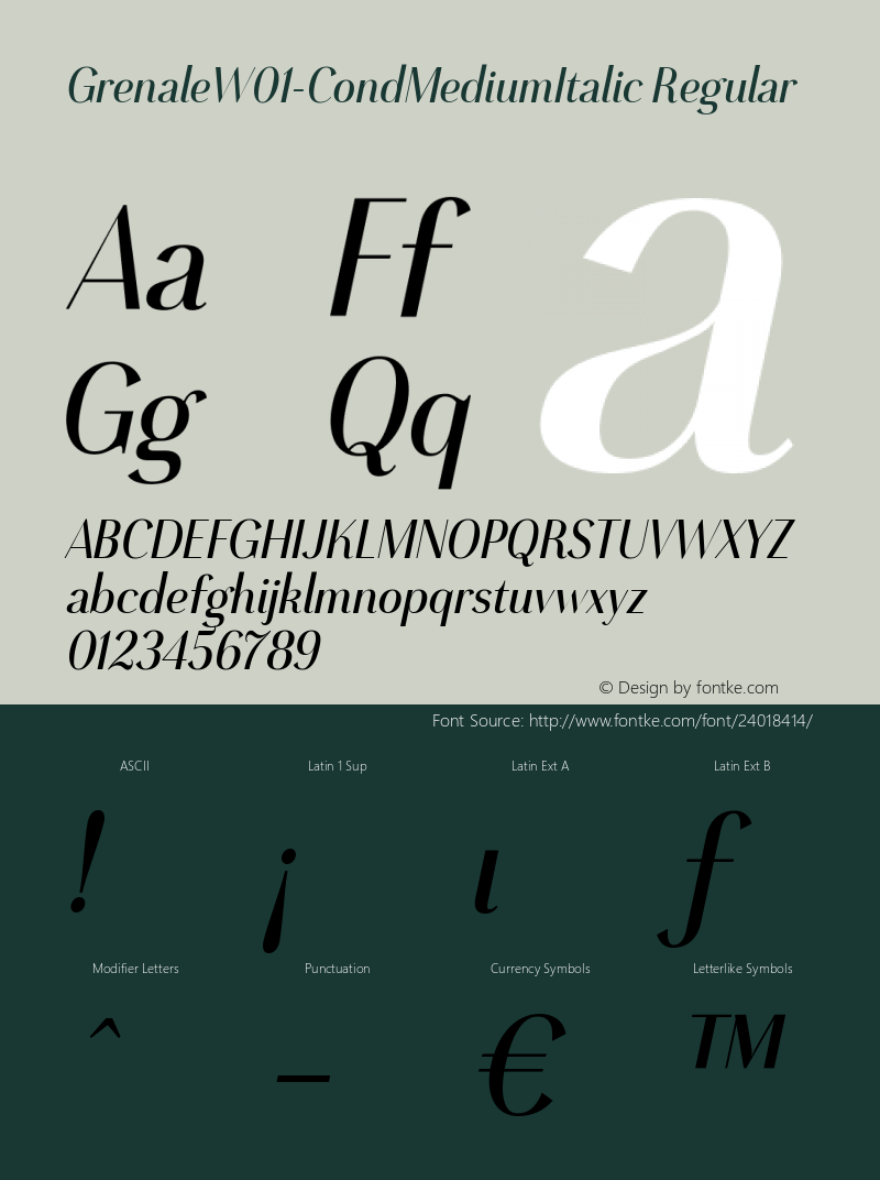 Grenale W01 Cond Medium Italic Version 1.00图片样张